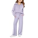 Haloumoning Girls Sweatsuit 2 Piece Zip Long Sleeve Sweat Outfits