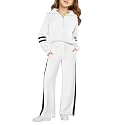 Haloumoning Girls Sweatsuit 2 Piece Zip Long Sleeve Sweat Outfits