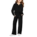 Haloumoning Girls Sweatsuit 2 Piece Zip Long Sleeve Sweat Outfits
