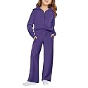 Haloumoning Girls Sweatsuit 2 Piece Zip Long Sleeve Sweat Outfits