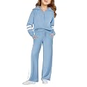 Haloumoning Girls Sweatsuit 2 Piece Zip Long Sleeve Sweat Outfits