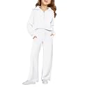 Haloumoning Girls Sweatsuit 2 Piece Zip Long Sleeve Sweat Outfits