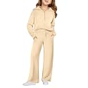 Haloumoning Girls Sweatsuit 2 Piece Zip Long Sleeve Sweat Outfits