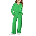 Haloumoning Girls Sweatsuit 2 Piece Zip Long Sleeve Sweat Outfits