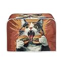 Hamburger Cat Toaster Covers 2/4 Slice – Heat-Resistant Polyester with Anti-Slip Base & Decorative Quilted Design Bakeware Protector Decorative Bread Toaster Cover (Womens Kitchen Gift)