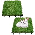 Hamiledyi Artificial Rabbit Grass Mat 2 Pcs Reusable Guinea Pig Pee Pads