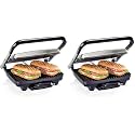 Hamilton Beach Panini Press,Sandwich Maker &amp; Electric Indoor Grill,Upright Storage,PFAS-Free Nonstick Easy Clean Grids,Stainless Steel (25410),(Pack of 2)