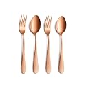 Hammered Rosegold Spoon and Fork Set, 4-Piece