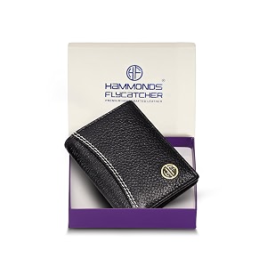 hammonds flycatcher genuine leather card holder wallet for man amp women - credit card holder for men rfid credit card wallet with 6 card slots atm card holder for men - black