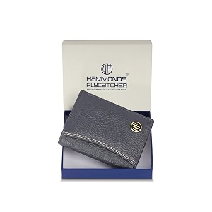 hammonds flycatcher genuine leather card holder wallet for man amp women - credit card holder for men rfid credit card wallet for men with 6 card slots - grey