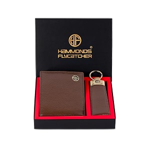hammonds flycatcher genuine leather wallet keyring combo valentine39s gift for boyfriend and husband birthday gift for boyfriend leather wallet amp keyring combo gift ideasbrown