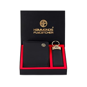 hammonds flycatcher men39s genuine leather wallet keyring combo valentine39s gift for boyfriend and husband birthday gift for boyfriend leather wallet amp keyring combo black