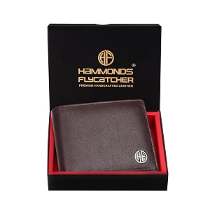 hammonds flycatcher rfid protected bi-fold wallet for men leather original mens wallet leather wallets for men classic purse with 4 card slots coin pocket gift for mens - redwood brown