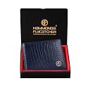 HAMMONDS FLYCATCHER RFID Protected Bi-Fold Wallet for Men Leather Original, Mens Wallet, Leather Wallets for Men, Classic Purse with 4 Card Slots, Coin Pocket, Gift for Mens - Croc Blue