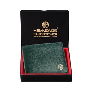 hammonds flycatcher rfid protected bi-fold wallet for men leather original mens wallet leather wallets for men classic purse with 4 card slots coin pocket gift for mens - green