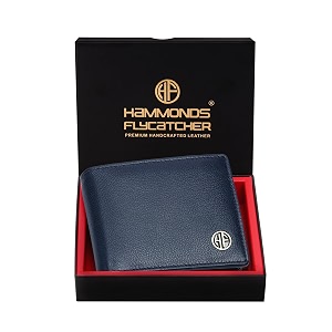 hammonds flycatcher rfid protected bi-fold wallet for men leather original mens wallet leather wallets for men classic purse with 4 card slots coin pocket mens gift - blue