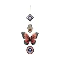 Hamsa Hand Evil Eye Butterfly Wooden Wall Hanging for Home Decor | Hamsa Hand Decoration for Livingroom | Modern Artworks Items | Peace Charm Door Accent Decorative Hangings