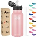 Han's Bottle Kids Water Bottle with Straw Lid - Insulated Stainless Steel Reusable Tumbler for Girls,Boys,Thermo Mug,17oz,Blush