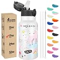 Han's Bottle Kids Water Bottle with Straw Lid - Insulated Stainless Steel Reusable Tumbler for Girls,Boys,Thermo Mug,17oz,Unicorns Girl