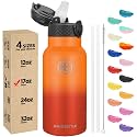 Han's Bottle Kids Water Bottle with Straw Lid - Insulated Stainless Steel Reusable Tumbler for Girls,Boys,Thermo Mug,17oz,Fire
