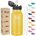 Han's Bottle Kids Water Bottle with Straw Lid - Insulated Stainless Steel Reusable Tumbler for Girls,Boys,Thermo Mug,17oz,Ginger
