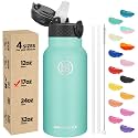 Han's Bottle Kids Water Bottle with Straw Lid - Insulated Stainless Steel Reusable Tumbler for Girls,Boys,Thermo Mug,17oz,Sky