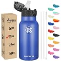Han's Bottle Kids Water Bottle with Straw Lid - Insulated Stainless Steel Reusable Tumbler for Girls,Boys,Thermo Mug,17oz,Navy Blue