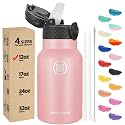 Han's Bottle Kids Water Bottle with Straw Lid - Insulated Stainless Steel Reusable Tumbler for Girls,Boys,Thermo Mug,12oz,Blush