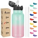 Han's Bottle Kids Water Bottle with Straw Lid - Insulated Stainless Steel Reusable Tumbler for Girls,Boys,Thermo Mug,17oz,Bubble Gum