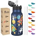 Han's Bottle Kids Water Bottle with Straw Lid - Insulated Stainless Steel Reusable Tumbler for Girls,Boys,Thermo Mug,17oz,Cosmic Animals