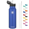 Han's Bottle Sports Water Bottle - 24 Oz, Straw Lid, Leak Proof, Vacuum Insulated Stainless Steel, Double Walled, Thermo Mug,Navy Blue