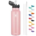 Han's Bottle Sports Water Bottle - 24 Oz, Straw Lid, Leak Proof, Vacuum Insulated Stainless Steel, Double Walled, Thermo Mug,Blush