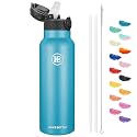 Han's Bottle Sports Water Bottle - 24 Oz, Straw Lid, Leak Proof, Vacuum Insulated Stainless Steel, Double Walled, Thermo Mug,Ocean