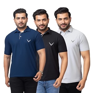 HANABY Mens Summer Polo Solid Half Sleeves