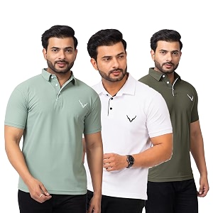 HANABY Mens Summer Polo Solid Half Sleeves