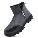 Hanani Mens Winter Snow Boots Fur Lined Warm Ankle Boots Zipper Closure Waterproof Outdoor Boots Men's Lightweight Comfortable Shoes