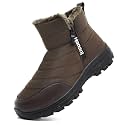 Hanani Mens Winter Snow Boots Fur Lined Warm Ankle Boots Zipper Closure Waterproof Outdoor Boots Men's Lightweight Comfortable Shoes
