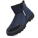 Hanani Mens Winter Snow Boots Fur Lined Warm Ankle Boots Zipper Closure Waterproof Outdoor Boots Men's Lightweight Comfortable Shoes