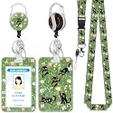 Hancynir Black Cat Flower Lanyards for Id Badges with Retractable Reel Clip