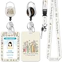 Hancynir Book Lover Cute Lanyards for Id Badges with Retractable Reel Clip