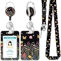 Hancynir Butterfly Lanyard for Id Badge, Badge Holder Retractable Reel Clip