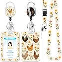 Hancynir Chicken Lanyards for Id Badges, Badge Holder Retractable Reel Clip