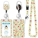 Hancynir Floral Flowers Lanyards for Id Badges with Retractable Reel Clip