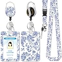 Hancynir Floral Lanyards for Id Badges, Badge Holder Retractable Reel Clip