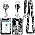 Hancynir Goth Book Lover Lanyards for Id Badges with Retractable Reel Clip