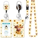 Hancynir Highland Cow Lanyards for Id Badges with Retractable Reel Clip