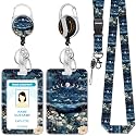 Hancynir Moon Lanyard for Id Badge, Badge Holder Retractable Reel Clip