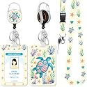 Hancynir Sea Turtle Floral Lanyard for Id Badge with Retractable Reel Clip