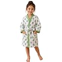 Hand Block Print Waffle Cotton Fabric Kid's Bathrobes Loungewear lightweight Traditional Handblock Printed Bathrobe For Boy & Girls (Suitable for kids 9 to 12 years old) Green