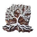 Hand Carved Printing Block Large Leafy Tree Shape Big Wood Stamp